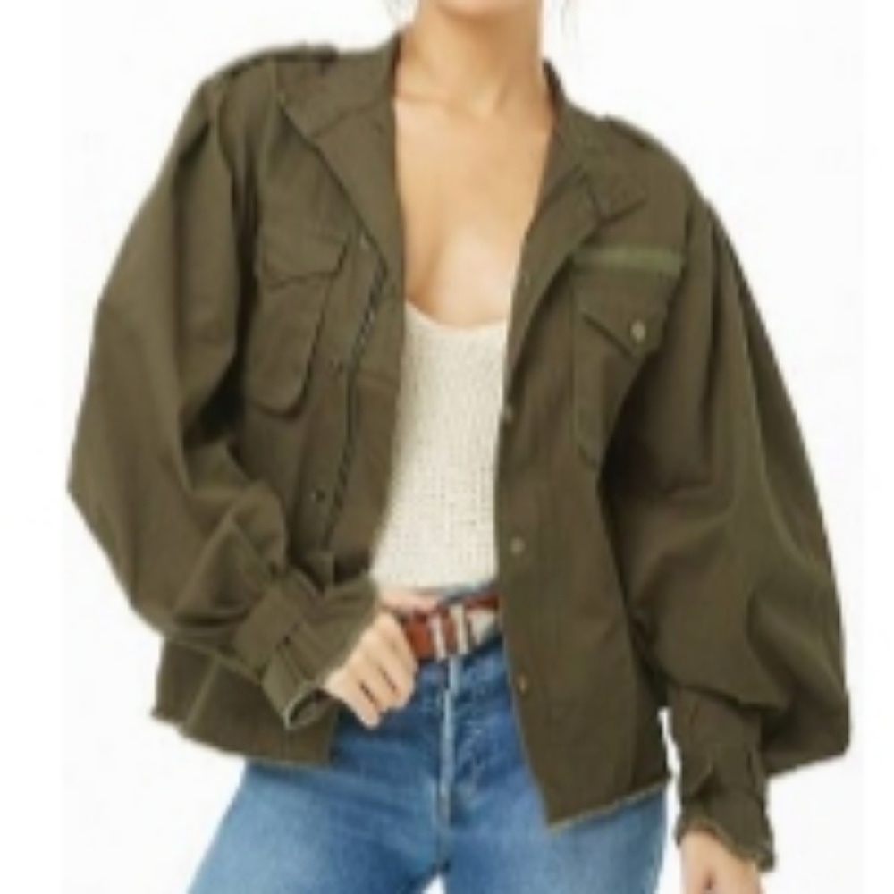 Balloon Sleeve Utility Jacket